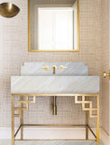 Ajax Gold natural marble slab with honed finish, showcasing soft gold and beige veining on a light neutral background—ideal for elegant countertops, flooring, and wall applications.