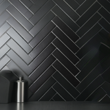 2''X8'' Black Matte Herringbone Porcelain Mosaics