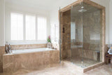 Light Emperador Marble tile with warm beige tone and soft white veining from Sapphirus Stone Toronto. Ideal for classic bathrooms and floors.