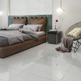 12''x24'' - 24"x24" - 24"x48" Marjinal White Polished Rectified Marble Look Porcelain Floor and Wall Tile