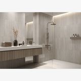 Travertine Marble tile with natural beige and taupe tones from Sapphirus Stone Toronto. Ideal for rustic floors, walls, and Mediterranean interiors.