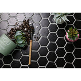 1'' BLACK MATT HEXAGONAL PORCELAIN MOSAIC - SAPPHIRUSSTONE