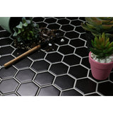 1'' BLACK MATT HEXAGONAL PORCELAIN MOSAIC - SAPPHIRUSSTONE