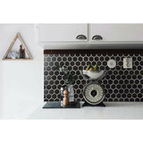 1'' BLACK MATT HEXAGONAL PORCELAIN MOSAIC - SAPPHIRUSSTONE