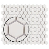 1'' WHITE MATT HEXAGONAL PORCELAIN MOSAIC - SAPPHIRUSSTONE