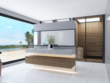 Bianco River polished porcelain tile in white and grey marble look, ideal for bathroom, floor, and backsplash use.