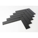 2''X8'' BLACK MATT HERRINGBONE PORCELAIN MOSAIC - SAPPHIRUSSTONE