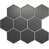4'' BLACK MATT HEXAGONAL PORCELAIN MOSAIC - SAPPHIRUSSTONE
