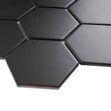 4'' BLACK MATT HEXAGONAL PORCELAIN MOSAIC - SAPPHIRUSSTONE