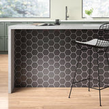 4'' BLACK MATT HEXAGONAL PORCELAIN MOSAIC - SAPPHIRUSSTONE