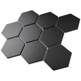 4'' BLACK MATT HEXAGONAL PORCELAIN MOSAIC - SAPPHIRUSSTONE