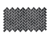 1-inch x 2-inch Pulpis Nero Glossy Herringbone Porcelain Mosaics