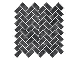 1-inch x 2-inch Pulpis Nero Glossy Herringbone Porcelain Mosaics