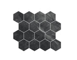 3-inch x 3-inch Pulpis Nero Matte Hexagon Porcelain Mosaics